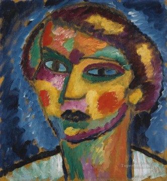 表現主義 Painting - 女性の頭 アレクセイ・フォン・ヤウレンスキー 表現主義